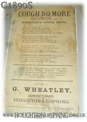 G. Wheatley, Confectioner, Houghton-le-Spring, c1890s