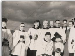 The choir singing from the tower top, 1950s - Click to Enlarge