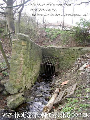 The culverted Houghton burn, looking towards Houghton Enterprise Centre on Lake Road