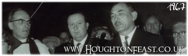Canon Oswald Noel Gwilliam, Rector, on the left, with Cllr John Mawston and Tom Urwin MP, at Houghton Feast 1967