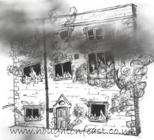 Houghton Hall on fire in 1862