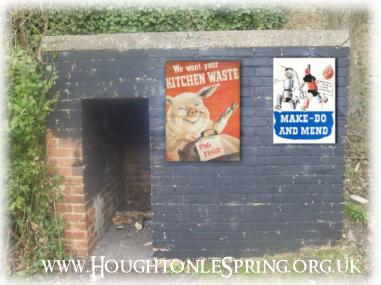 Brick built WWII air raid shelter at Houghton-le-Spring with vintage public service messages