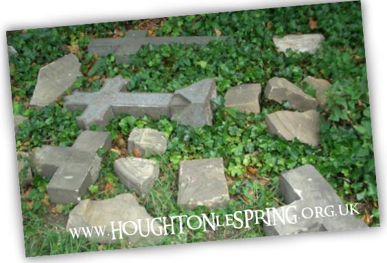 Some of the recovered headstones in August 2010