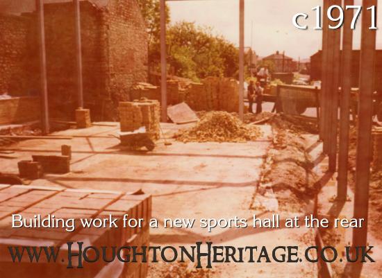 Building work for the new sports hall, at the rear of Houghton Hall, circa 1971