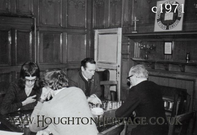 Gentlemen taking time out for a game of chess in the Boardroom at Houghton Hall, circa 1971