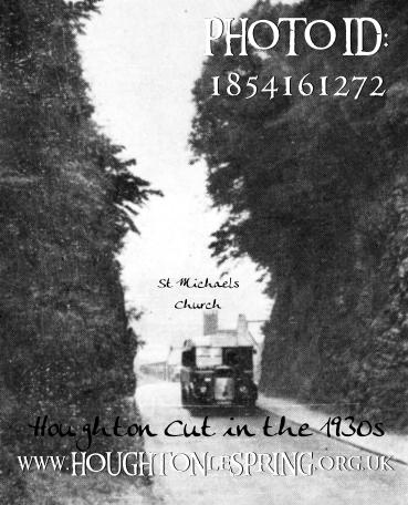 Looking down Houghton Cut in the 1930s, when the road was very narrow and steep