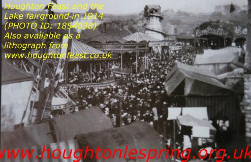 An atmospheric view of the fairground on the Lake site, Houghton-le-Spring, in around 1914