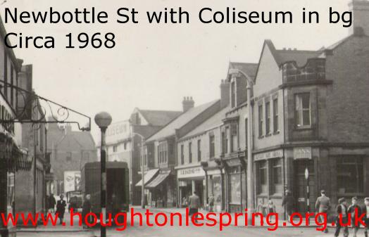 Barclays Bank on the corner of Newbottle Street in 1968.  The Coliseum theatre can be seen in the background.  The bank building once housed Mortons printers.