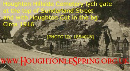 Looking up Houghton Cut with a glimpse of the Hillside Cemetery lych gate in around 1916