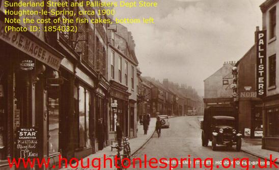The lower end of Sunderland Street, Houghton-le-Spring, c1900, with Magee's bakers on the left