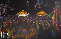 Houghton Feast painting as found in the Wild Boar pub, Houghton-le-Spring, as painted by Nikki Jones