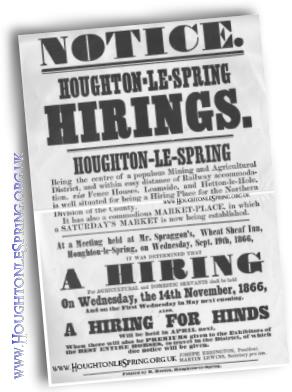 A hiring poster for agricultural and domestic servants at Houghton-le-Spring in 1866