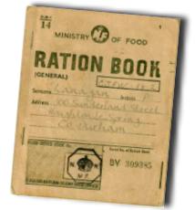A ration book, similar to those used during the Second World War